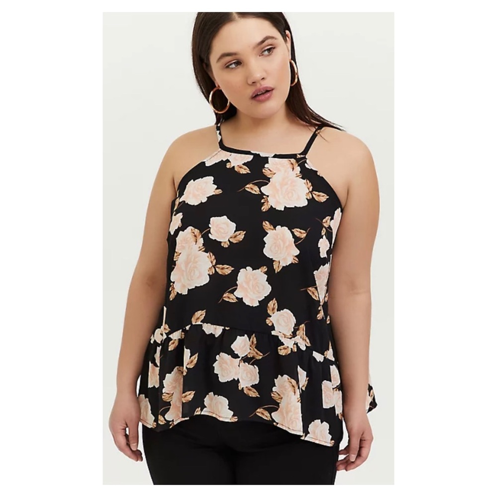 Torrid floral georgette drop waist high lo cami